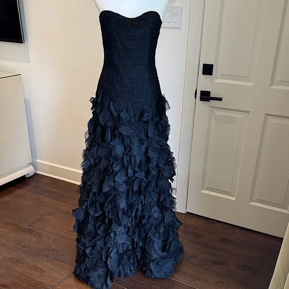 liancarlo evening dresses Off-Shoulder Prom Dress with Floor-Length Cape Sleeves Hunter Green / XSmall main image 0